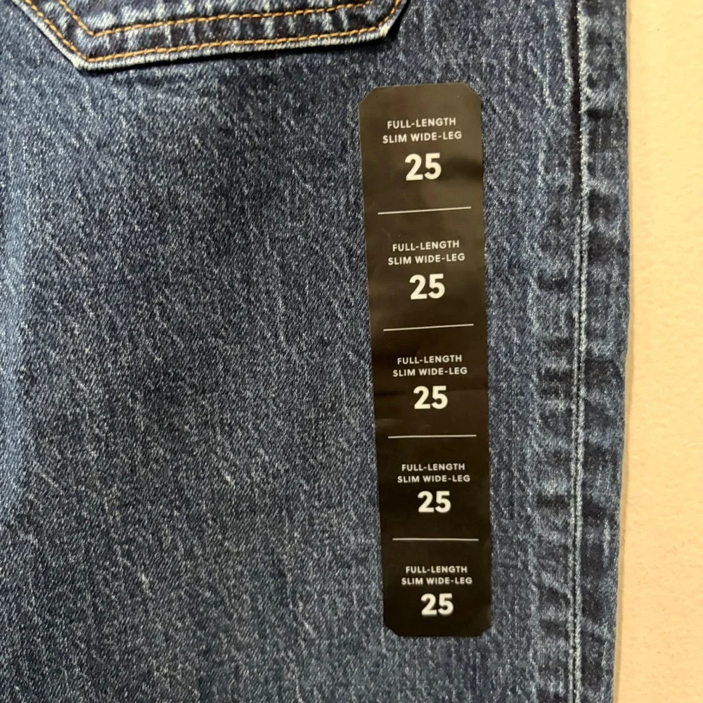J.Crew Slim Wide-Leg Jeans Womens 25 Blue High Rise Patch Pocket Full Length